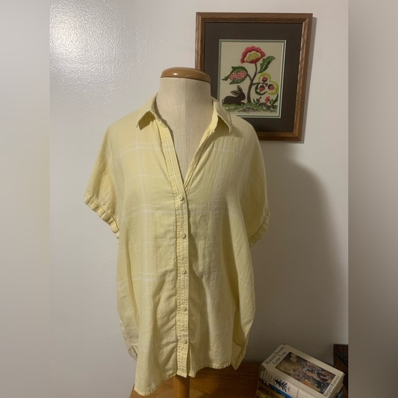 Patagonia AC Butter Yellow and White Plaid Short Sleeve Button Up M - Picture 1 of 12